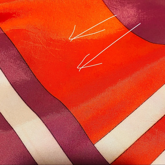 Vintage Red Purple White Asymmetrical Line Print Square Scarf - Picture 12 of 12